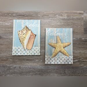 Brand New-Paul Brent Shell & Starfish Cavas Print-Set of 2